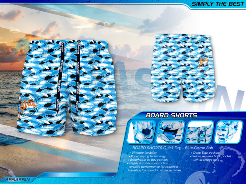 Board Shorts - XS, Game Fish Blue